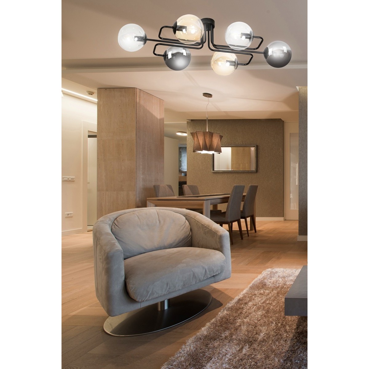 czarna lampa przysufitowa Emibig BRENDI 6A BL/MIX 1 EM834/6A1