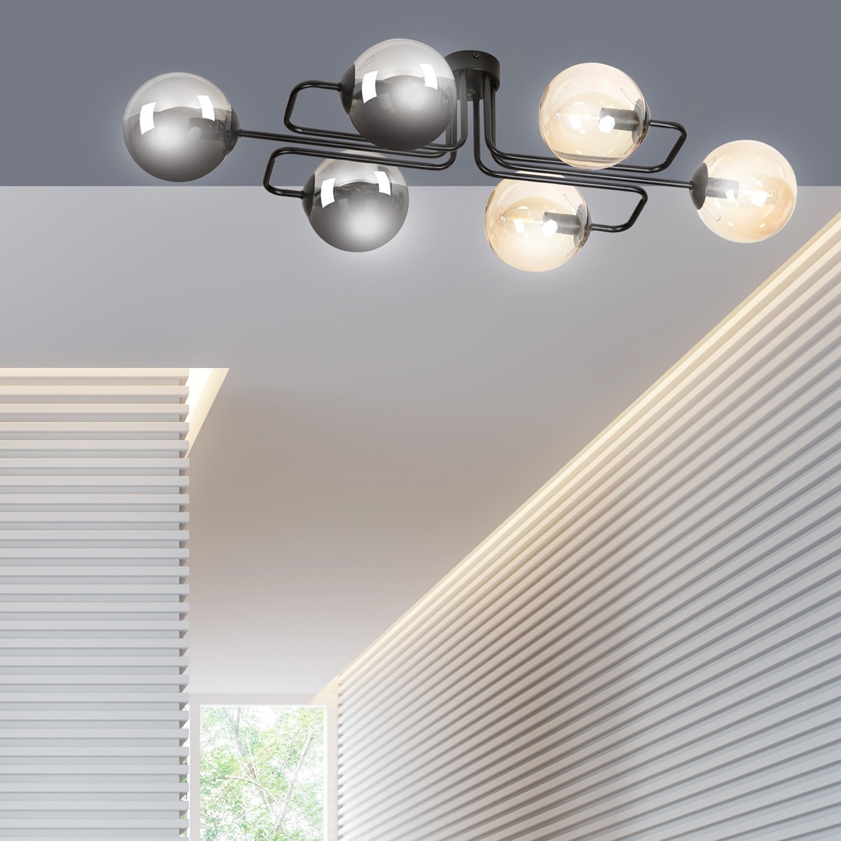 czarna lampa sufitowa Emibig BRENDI 6A BL/MIX 2 EM834/6A2