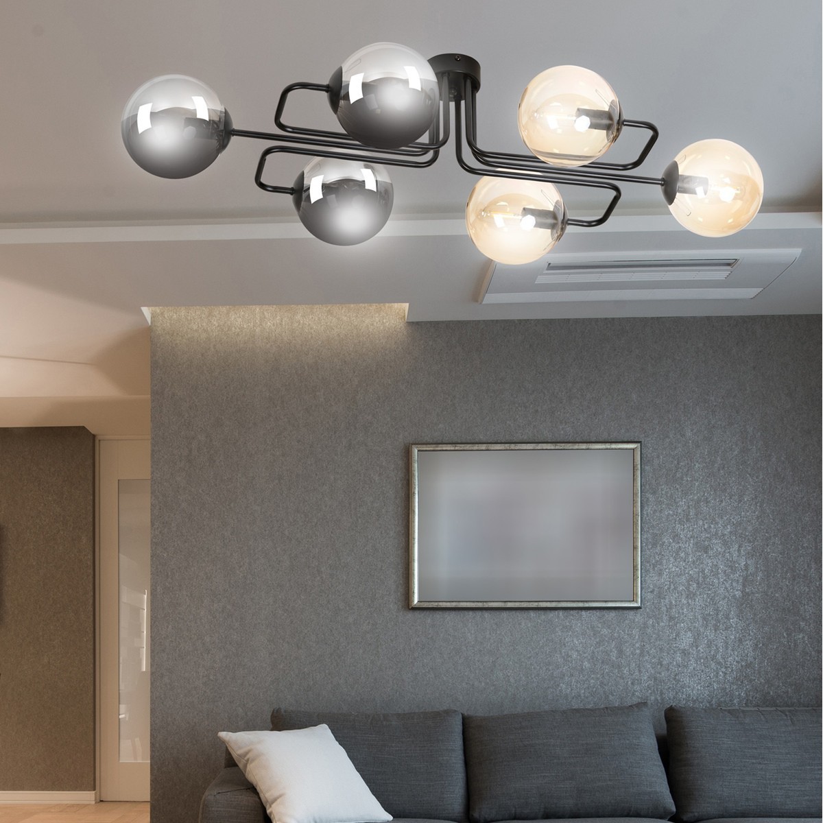 czarna lampa sufitowa Emibig BRENDI 6A BL/MIX 2 EM834/6A2