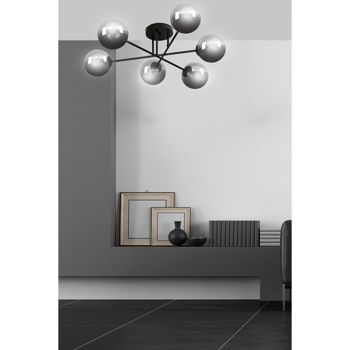 czarna lampa przysufitowa Emibig BRENDI 6B EM832/6B