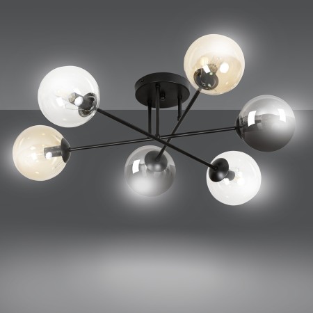 czarna metalowa lampa Emibig BRENDI 6B BL/MIX 1 EM834/6B1