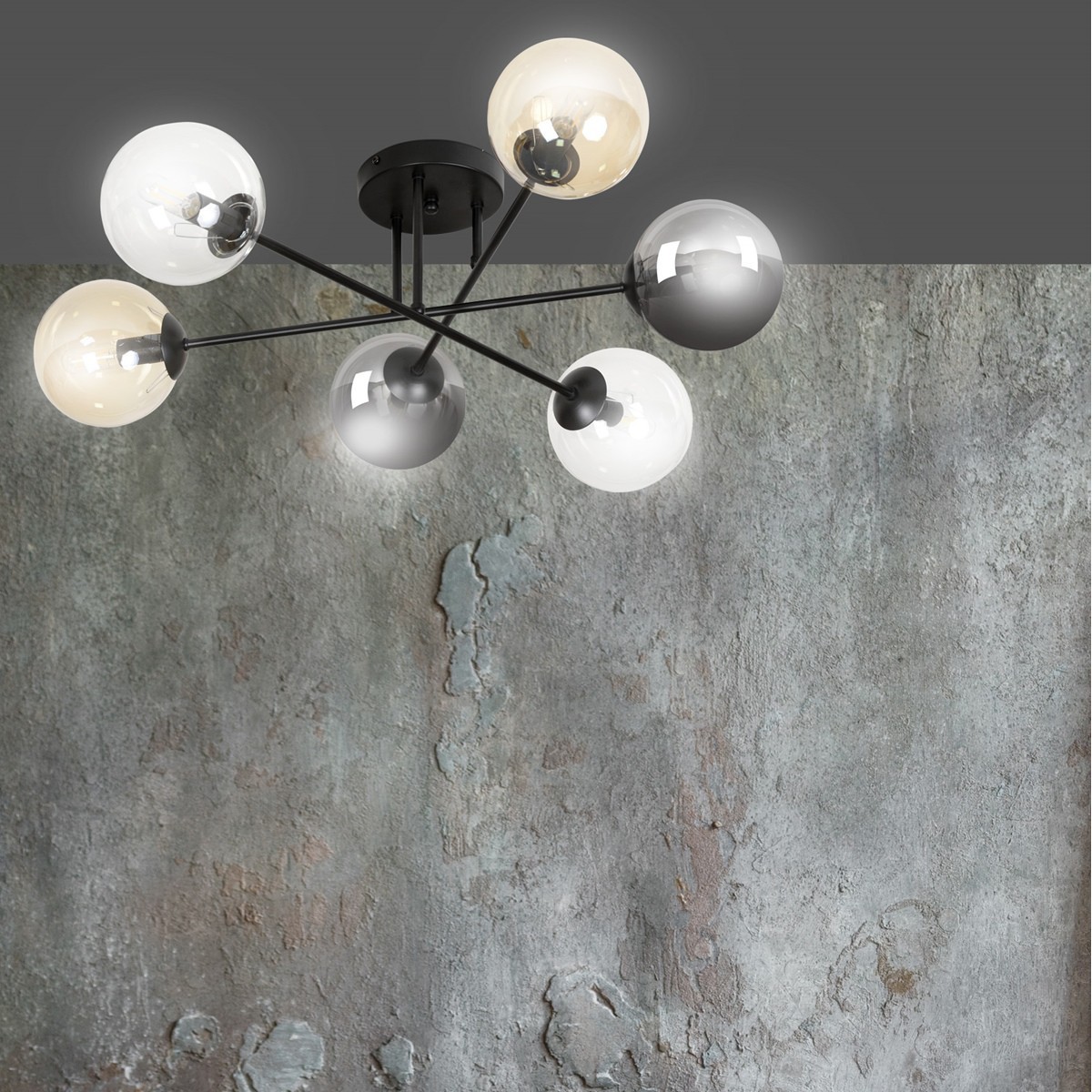 czarna metalowa lampa Emibig BRENDI 6B BL/MIX 1 EM834/6B1