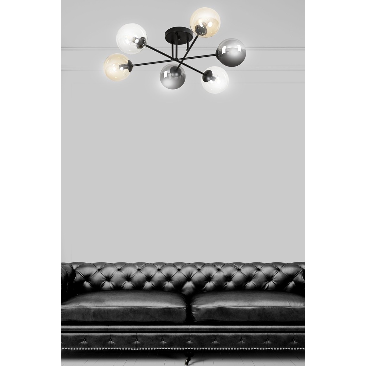 czarna metalowa lampa Emibig BRENDI 6B BL/MIX 1 EM834/6B1