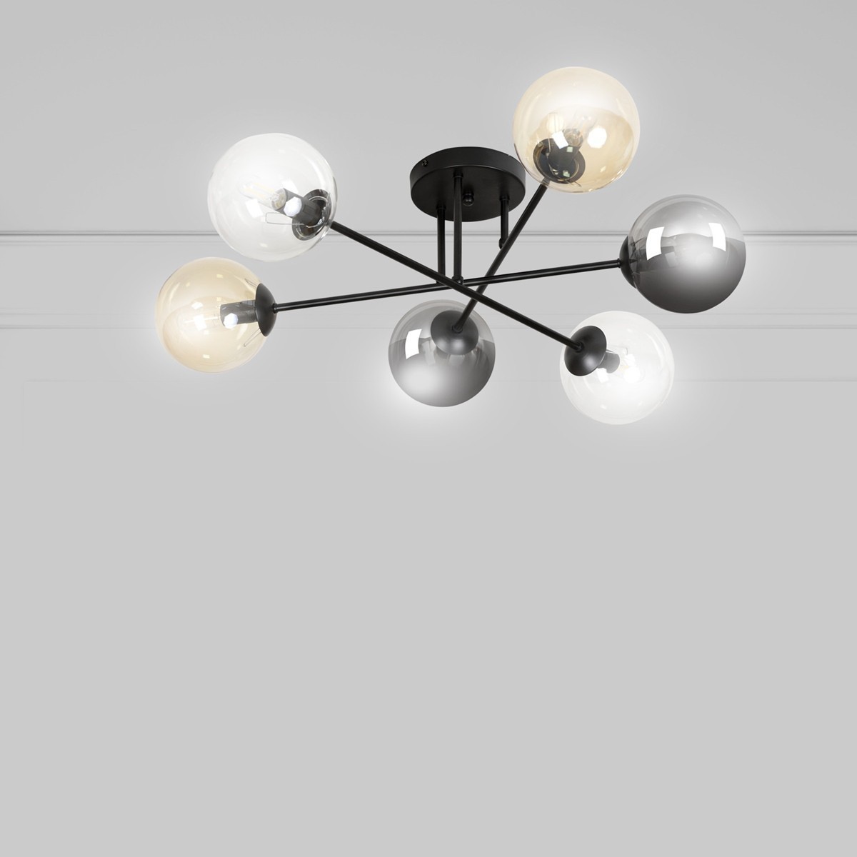 czarna metalowa lampa Emibig BRENDI 6B BL/MIX 1 EM834/6B1