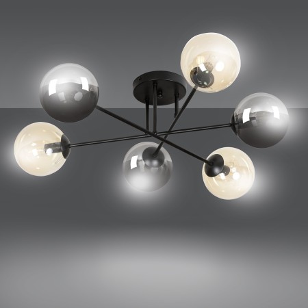 czarna lampa przysufitowa Emibig BRENDI 6B BL/MIX 2 EM834/6B2
