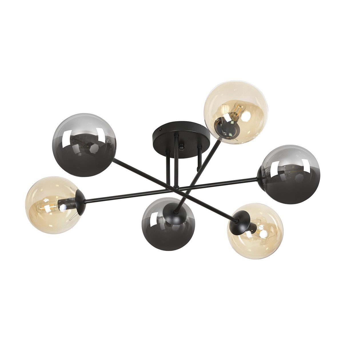 czarna lampa przysufitowa Emibig BRENDI 6B BL/MIX 2 EM834/6B2