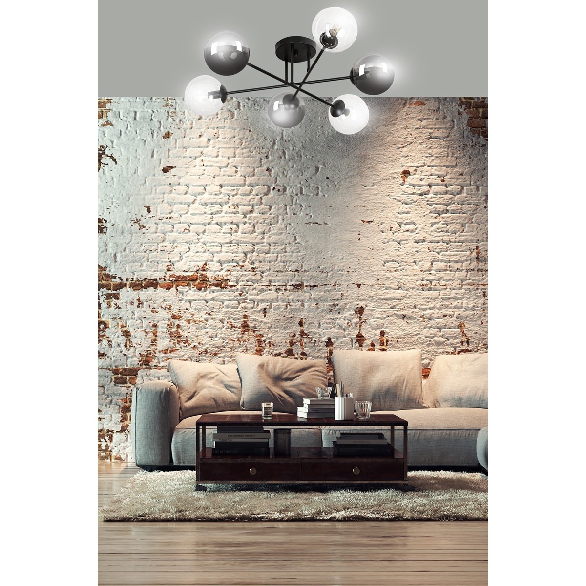 czarna lampa przysufitowa Emibig BRENDI 6B BL/MIX 3 EM834/6B3