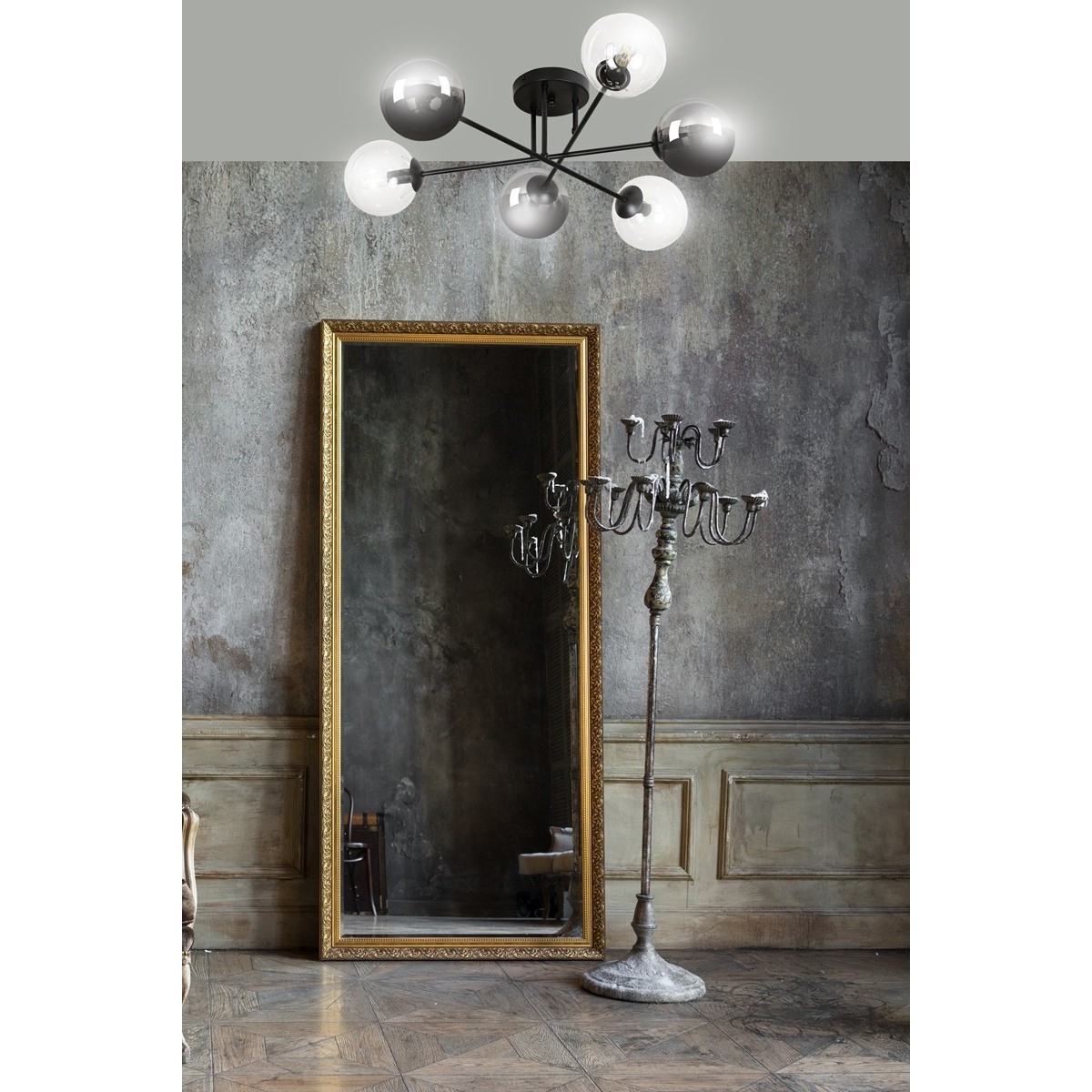 czarna lampa przysufitowa Emibig BRENDI 6B BL/MIX 3 EM834/6B3