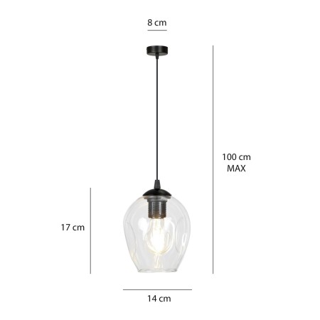 czarna lampa wisząca Emibig ISTAR 1  BL/TRANSPARENT  EM679/1