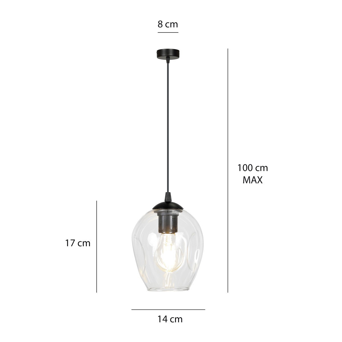 czarna lampa wisząca Emibig ISTAR 1  BL/TRANSPARENT  EM679/1