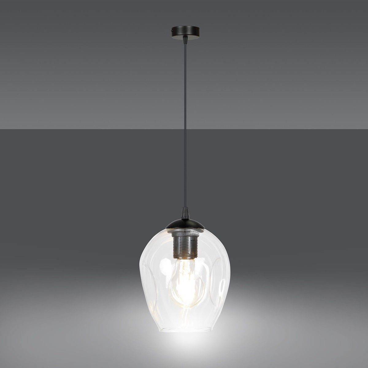 czarna lampa wisząca Emibig ISTAR 1  BL/TRANSPARENT  EM679/1