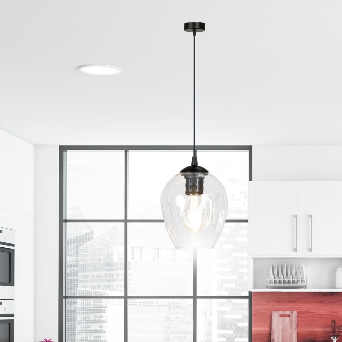 czarna lampa wisząca Emibig ISTAR 1  BL/TRANSPARENT  EM679/1