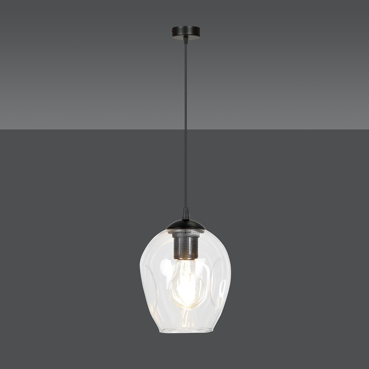czarna lampa wisząca Emibig ISTAR 1  BL/TRANSPARENT  EM679/1