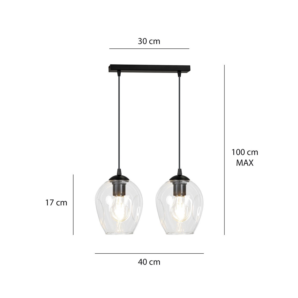 czarna lampa wisząca Emibig ISTAR 2  BL/TRANSPARENT  EM679/2