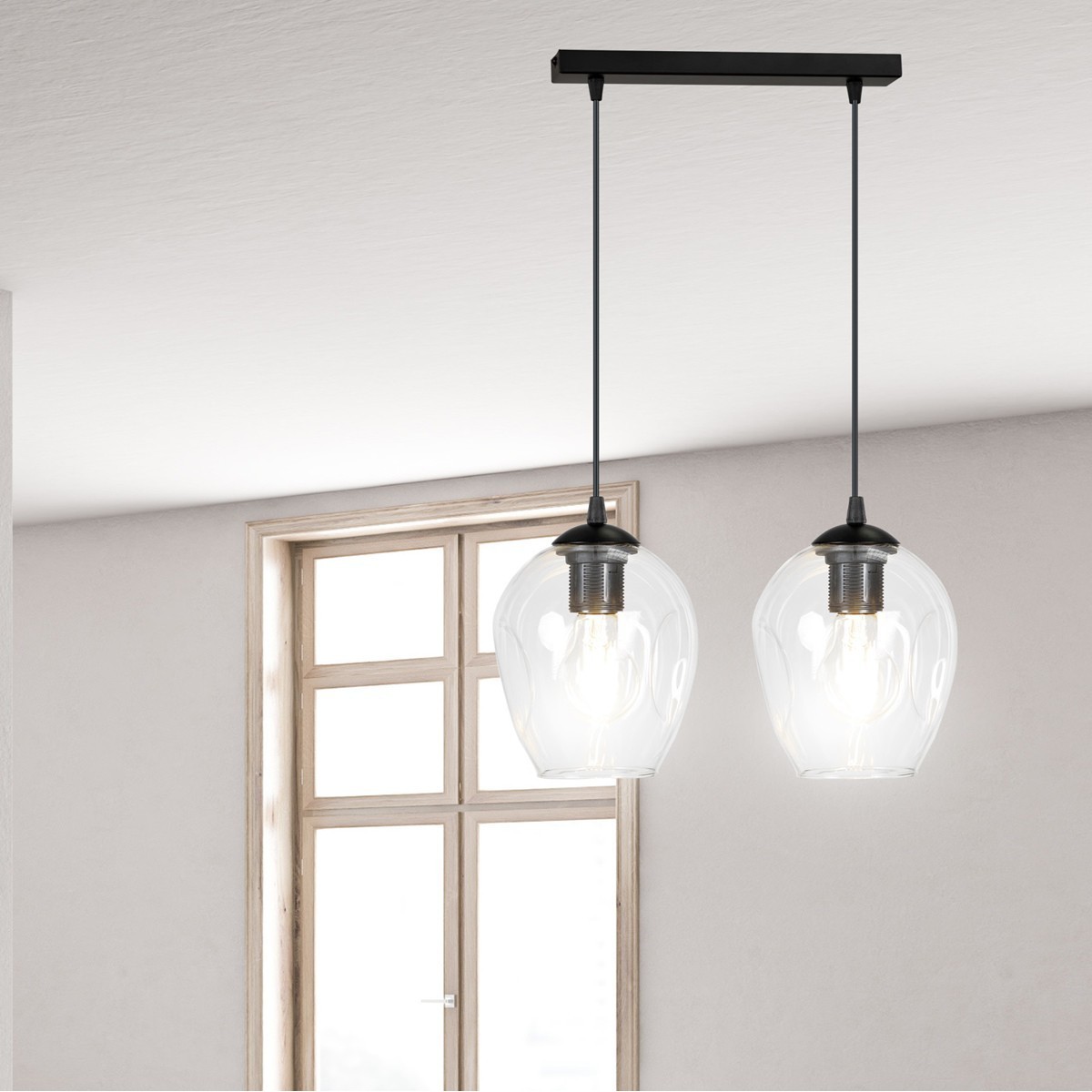 czarna lampa wisząca Emibig ISTAR 2  BL/TRANSPARENT  EM679/2