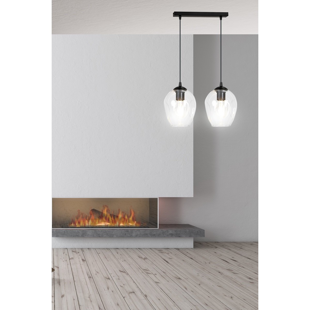 czarna lampa wisząca Emibig ISTAR 2  BL/TRANSPARENT  EM679/2