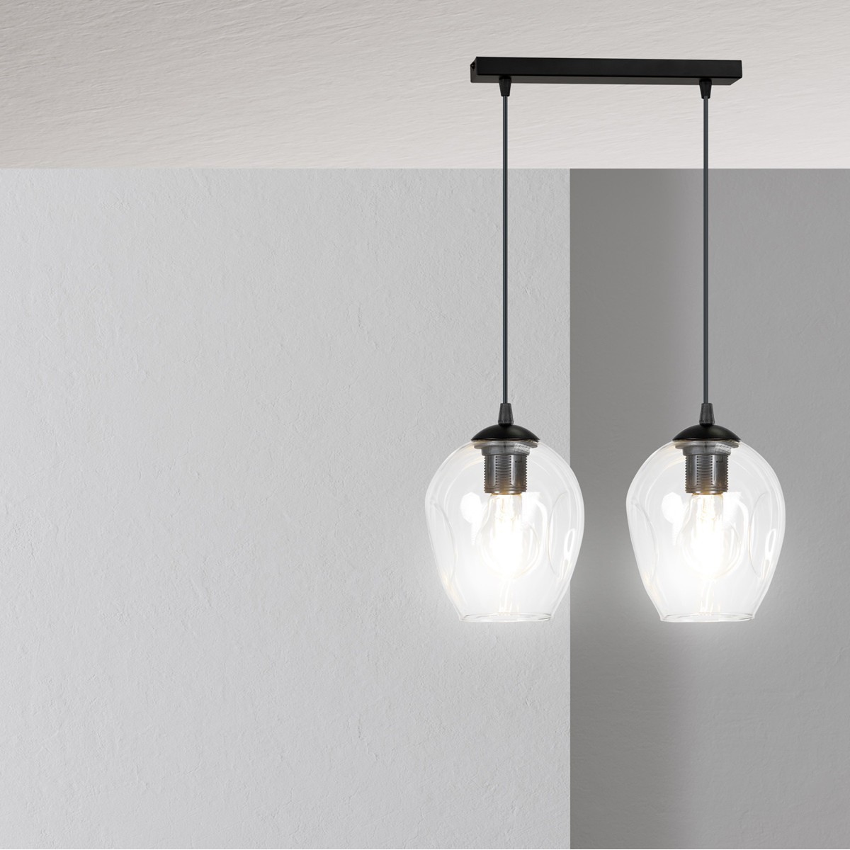 czarna lampa wisząca Emibig ISTAR 2  BL/TRANSPARENT  EM679/2