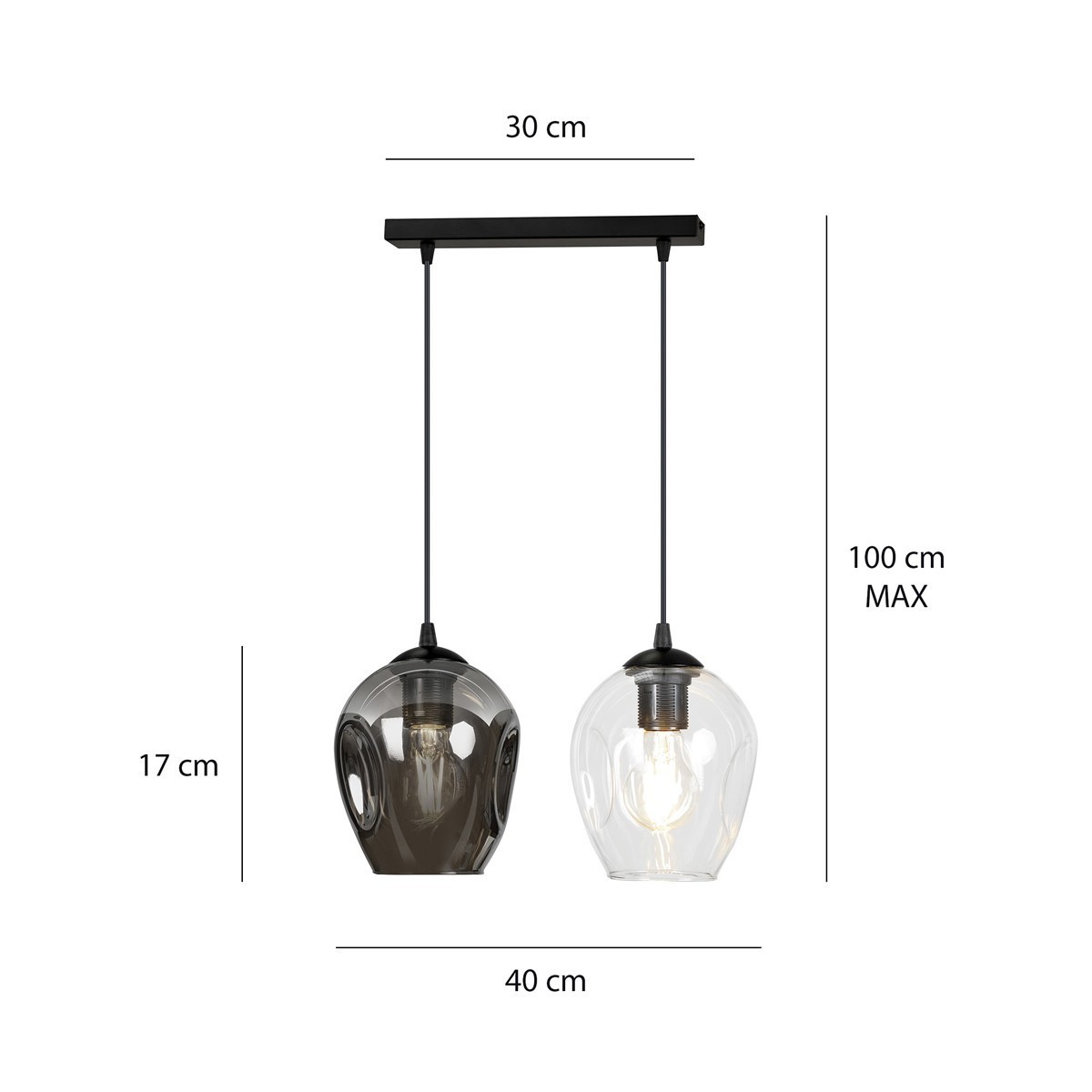 czarna lampa wisząca Emibig ISTAR 2 BL/MIX  EM682/2