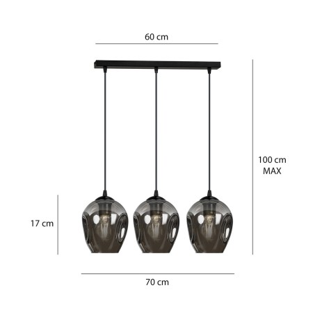 czarna lampa wisząca Emibig ISTAR 3   EM680/3