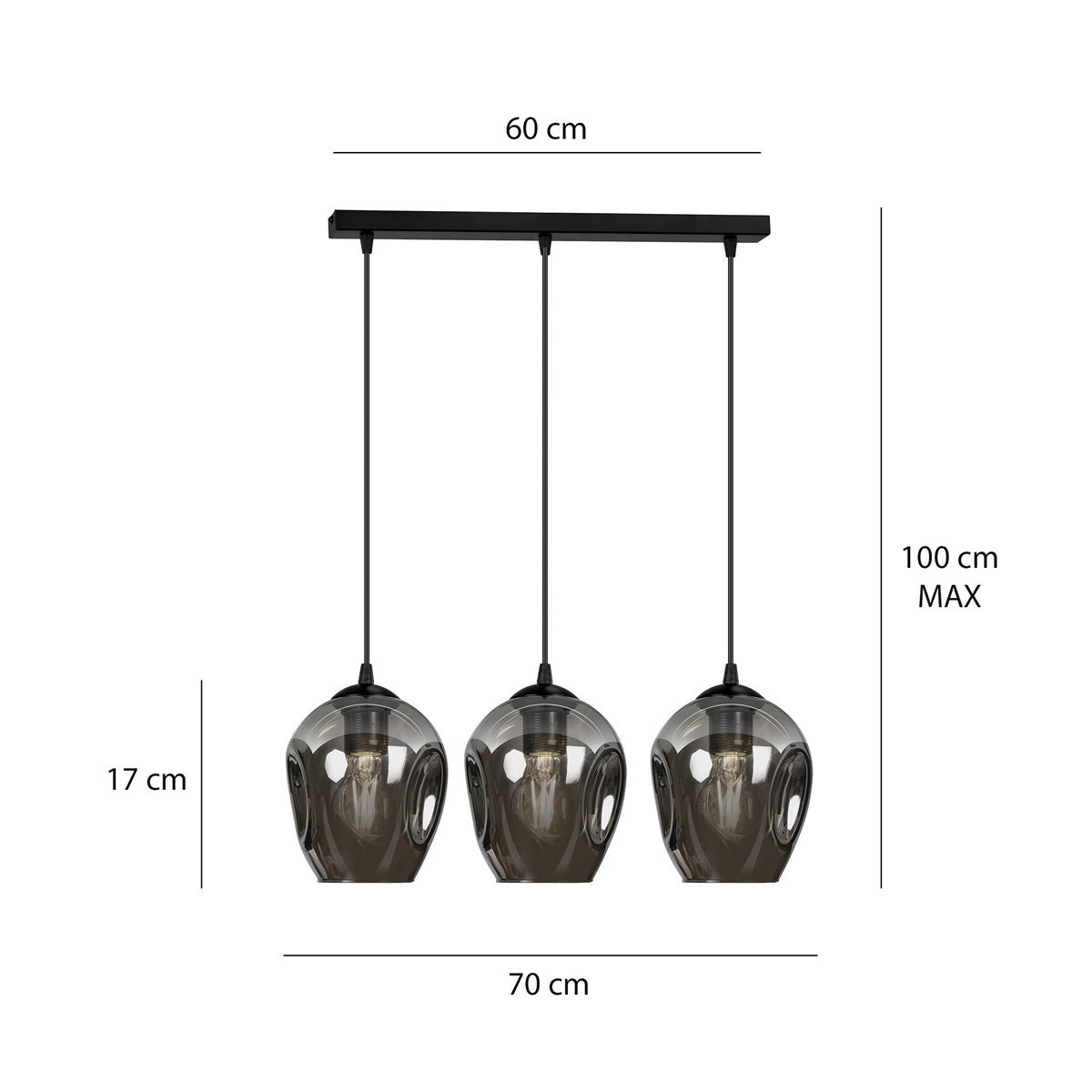 czarna lampa wisząca Emibig ISTAR 3   EM680/3
