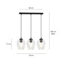 czarna lampa wisząca Emibig ISTAR 3  BL /TRANSPARENT  EM679/3