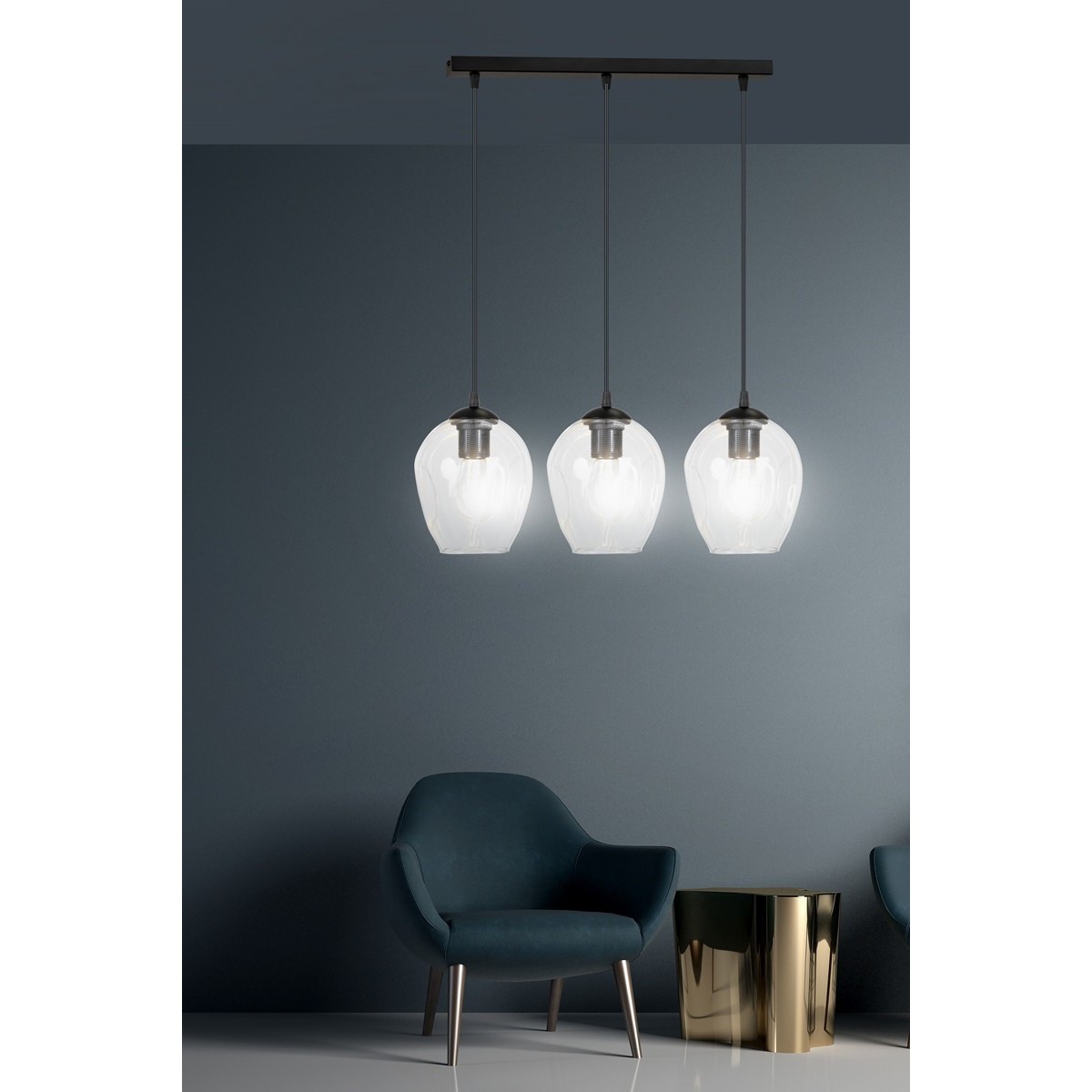 czarna lampa wisząca Emibig ISTAR 3  BL /TRANSPARENT  EM679/3