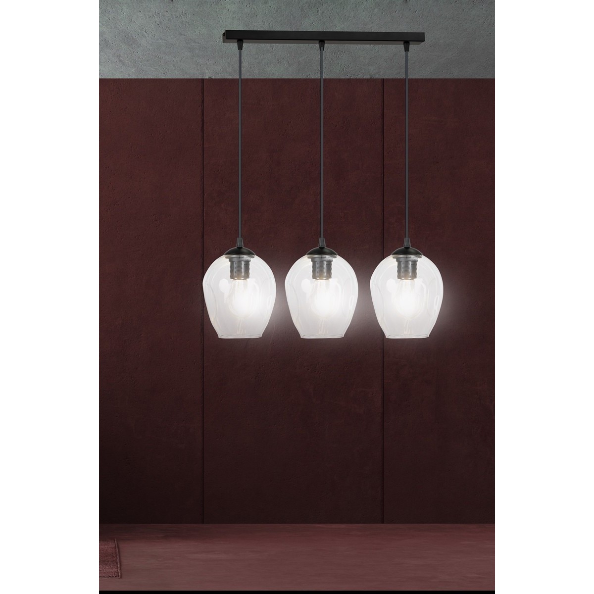 czarna lampa wisząca Emibig ISTAR 3  BL /TRANSPARENT  EM679/3