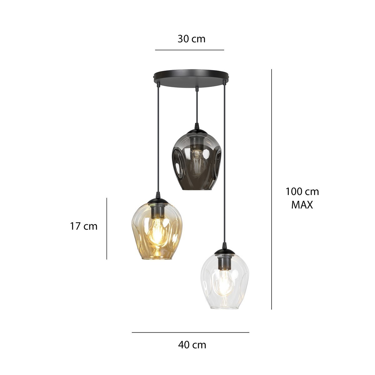 wisząca lampa Emibig ISTAR 3 PREMIUM BL/MIX  EM682/3PREM