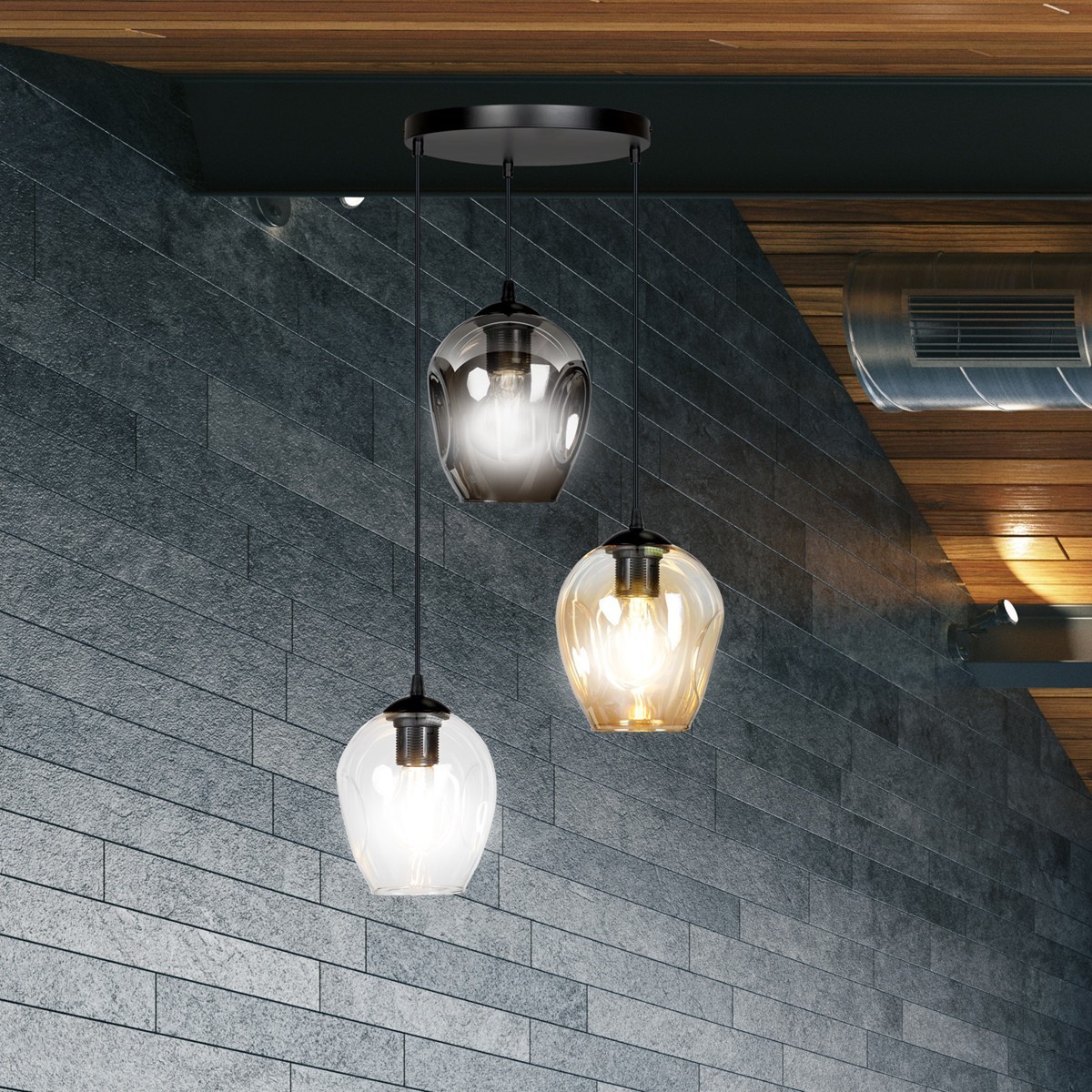 wisząca lampa Emibig ISTAR 3 PREMIUM BL/MIX  EM682/3PREM