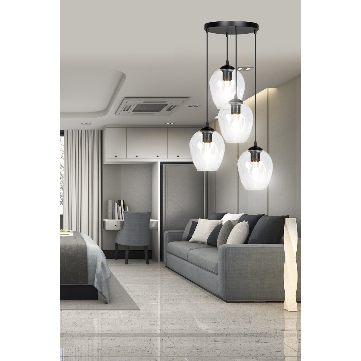 lampa wisząca Emibig ISTAR 4 PREMIUM BL/TRANSPARENT  EM679/4PREM