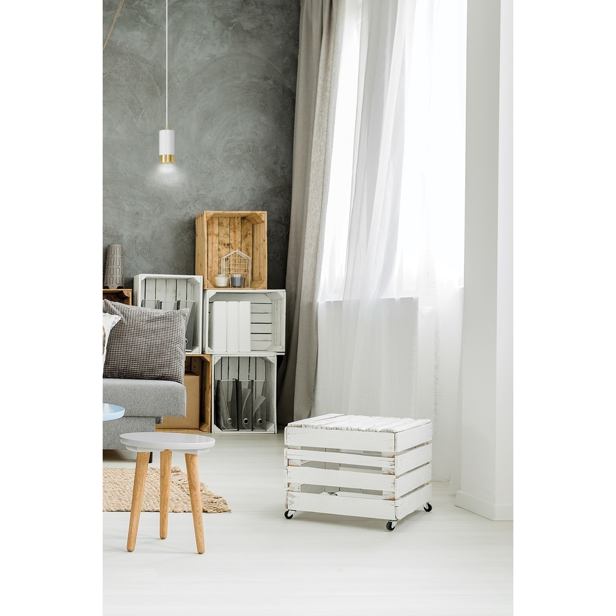 biało- złota lampa wisząca Emibig FUMIKO 1 WH/GOLD EM815/1