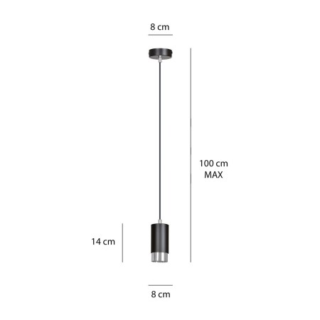 czarna lampa wisząca Emibig FUMIKO 1 BL/CHROME EM816/1