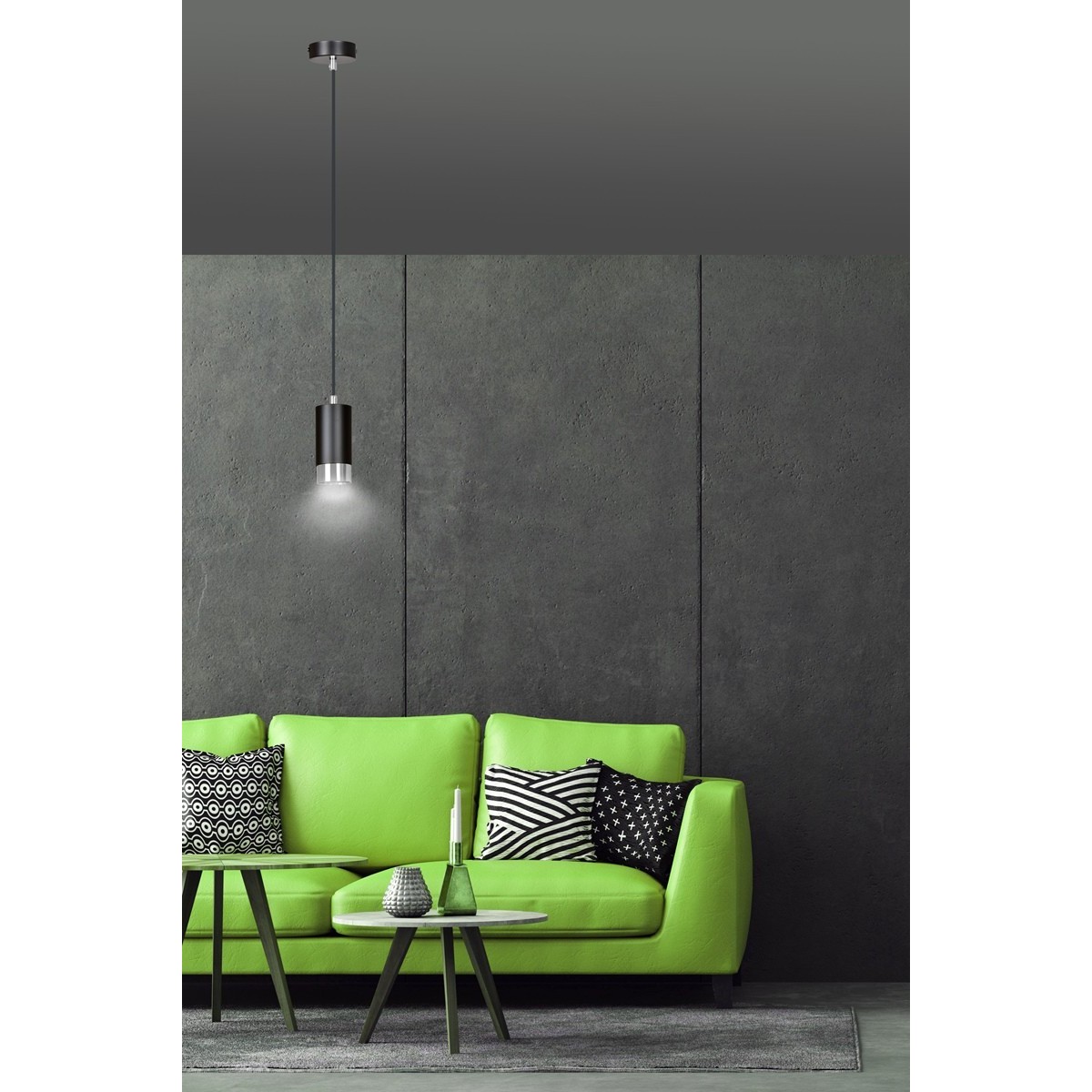 czarna lampa wisząca Emibig FUMIKO 1 BL/CHROME EM816/1