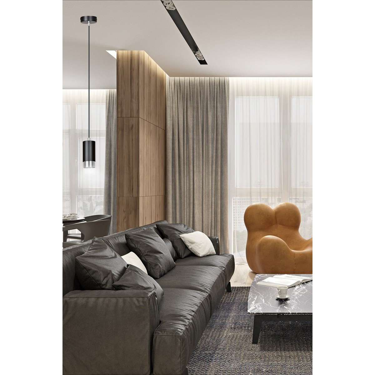 czarna lampa wisząca Emibig FUMIKO 1 BL/CHROME EM816/1