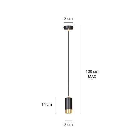 czarno- złota  lampa wisząca Emibig FUMIKO 1 BL/GOLD EM817/1