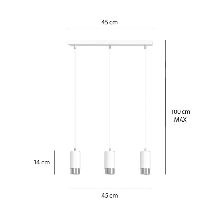 biała lampa wisząca Emibig FUMIKO 3 WH/CHROME EM814/3