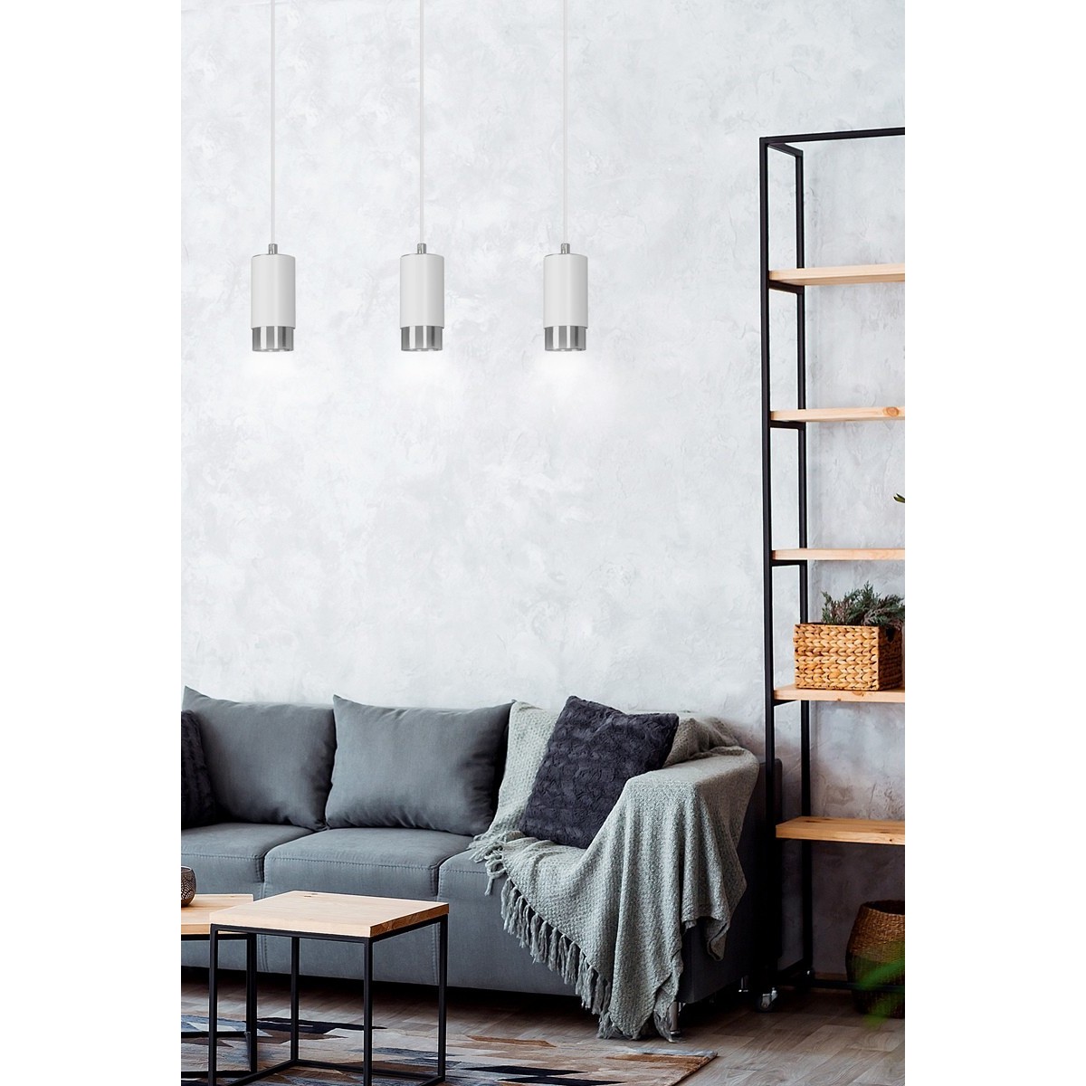 biała lampa wisząca Emibig FUMIKO 3 WH/CHROME EM814/3