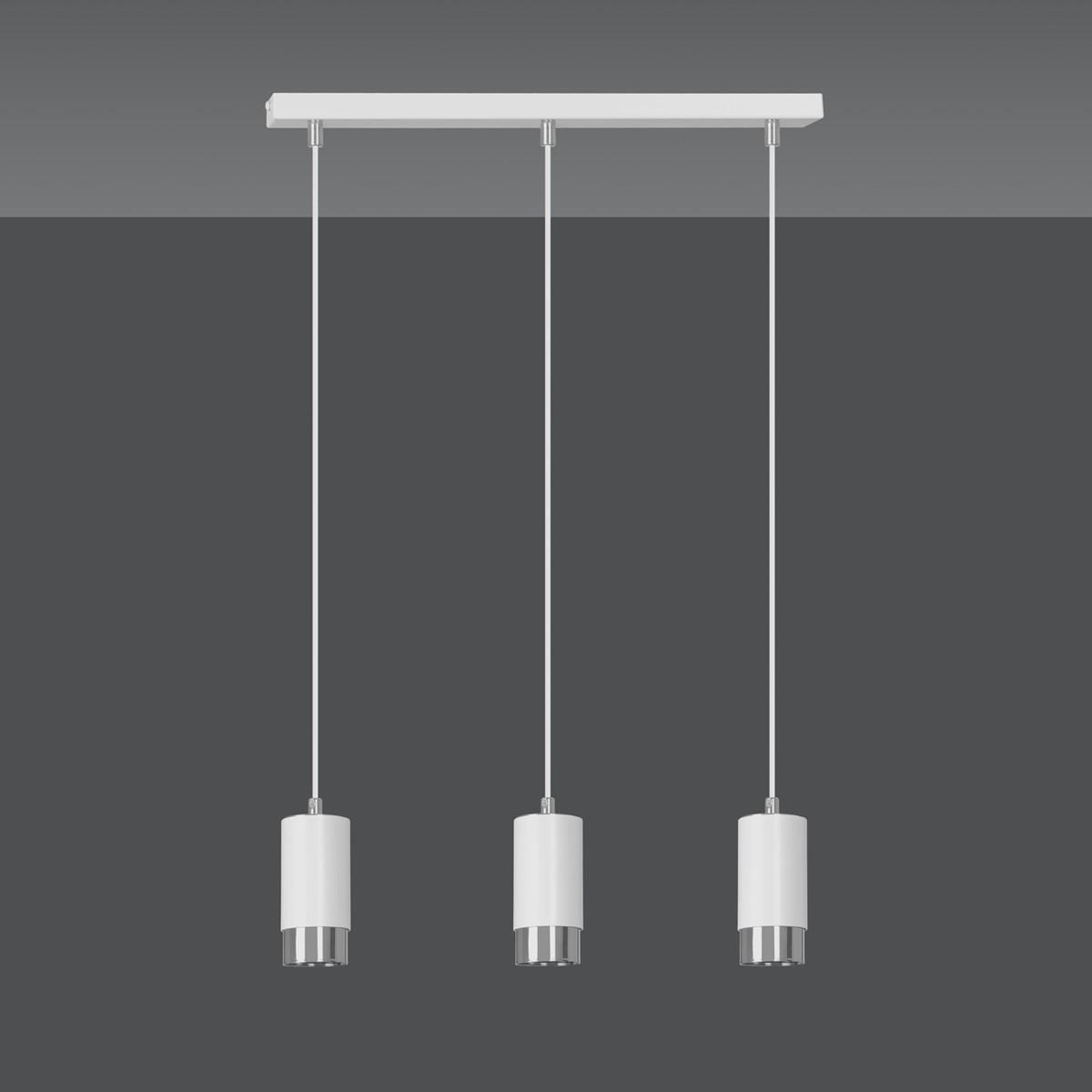 biała lampa wisząca Emibig FUMIKO 3 WH/CHROME EM814/3