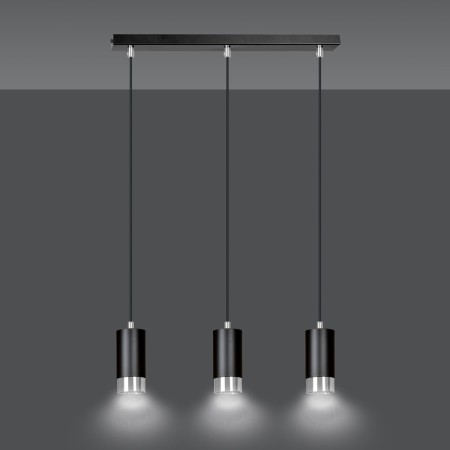 czarna lampa wisząca Emibig FUMIKO 3 BL/CHROME EM816/3