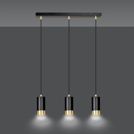 czarno- złota lampa wisząca Emibig FUMIKO 3 BL/GOLD  EM817/3