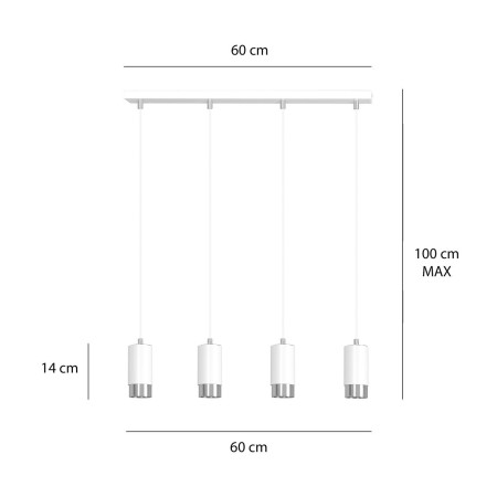 biała lampa wisząca Emibig FUMIKO 4 WH/CHROME EM814/4