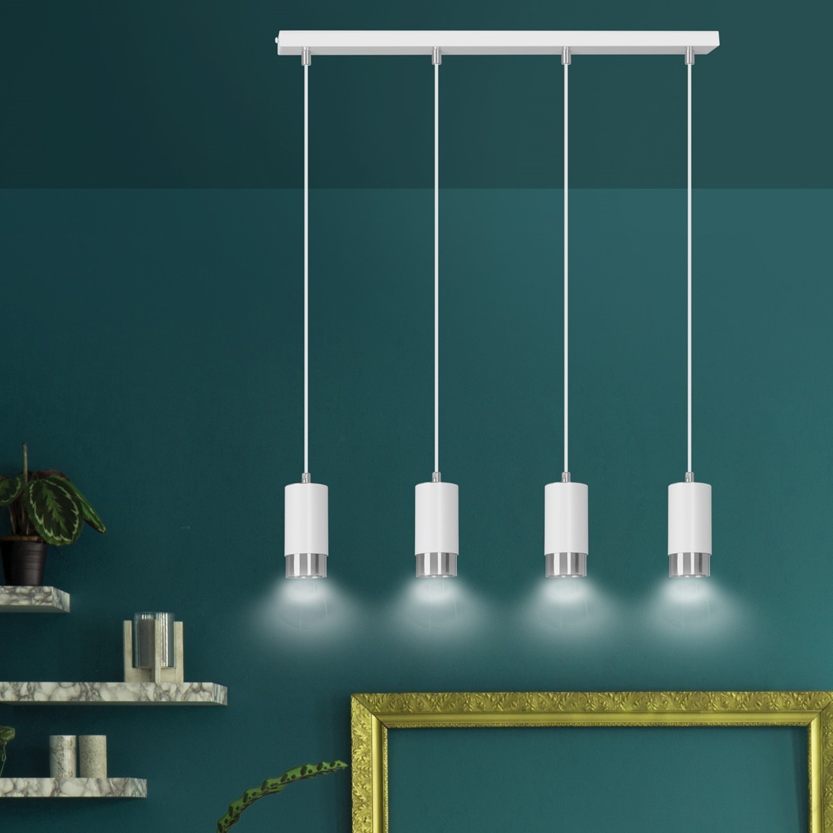 biała lampa wisząca Emibig FUMIKO 4 WH/CHROME EM814/4