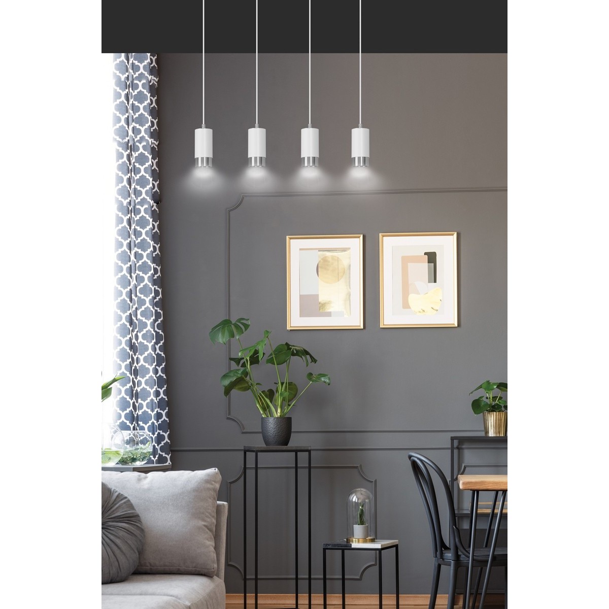 biała lampa wisząca Emibig FUMIKO 4 WH/CHROME EM814/4