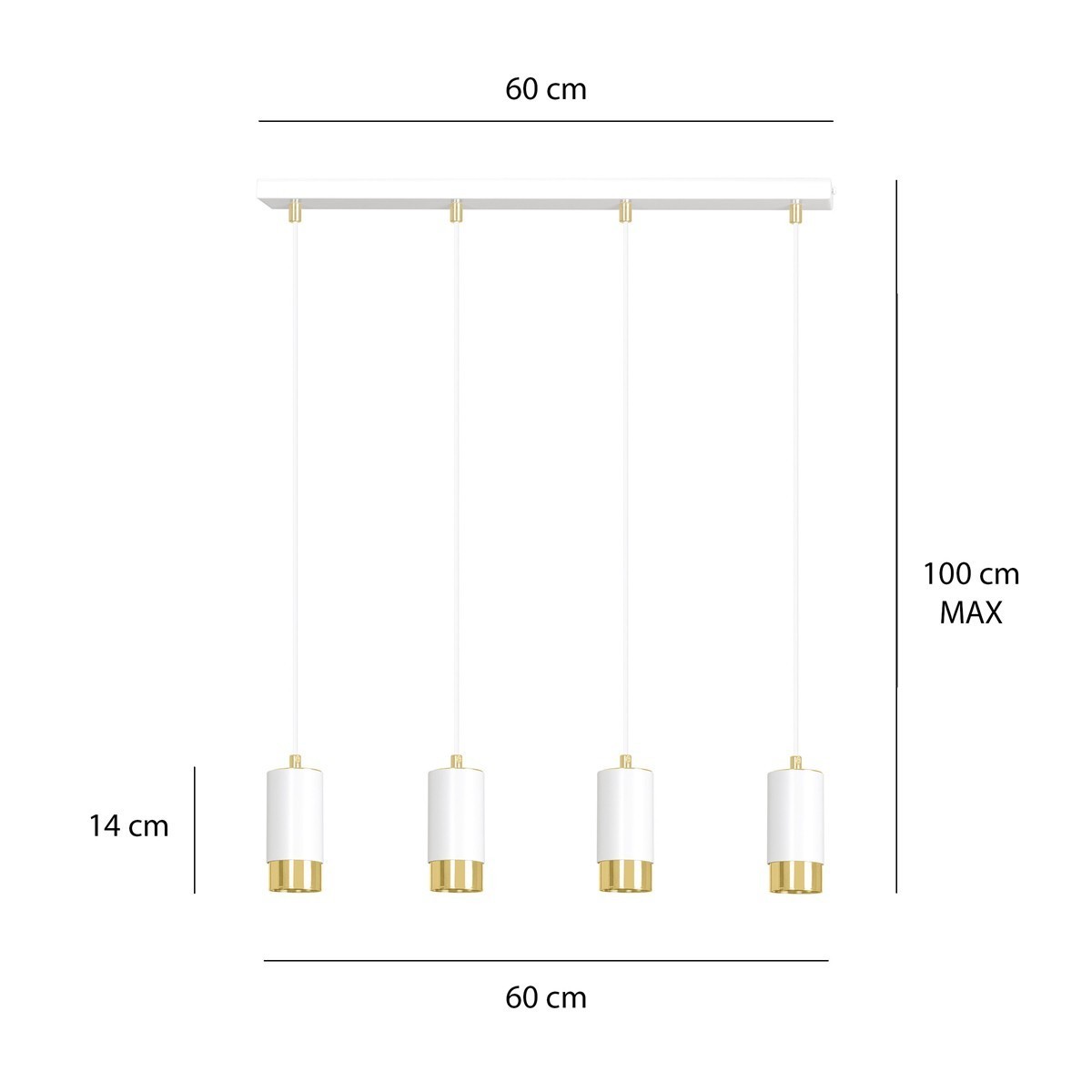 biało- złota lampa wisząca Emibig FUMIKO 4 WH/GOLD EM815/4