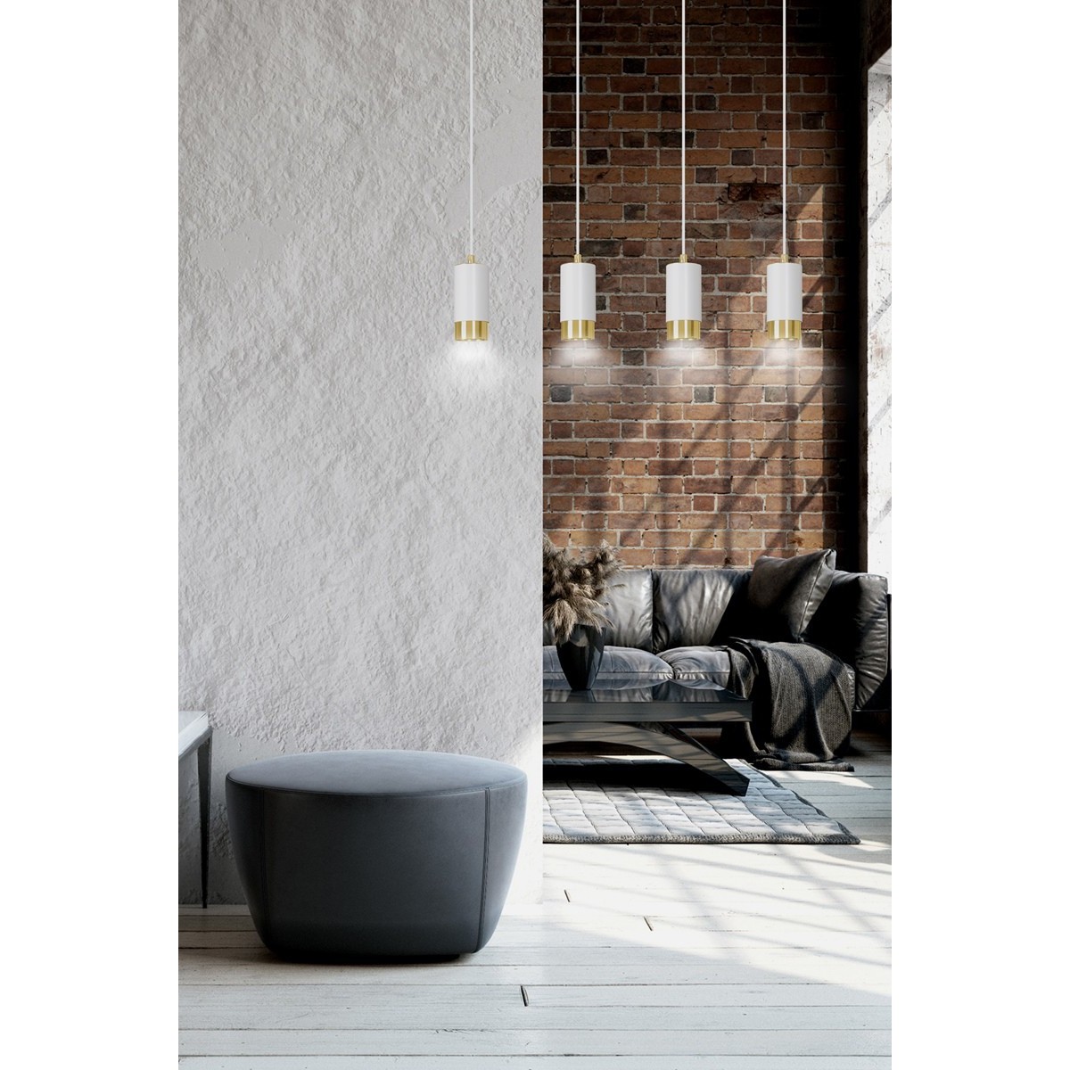 biało- złota lampa wisząca Emibig FUMIKO 4 WH/GOLD EM815/4