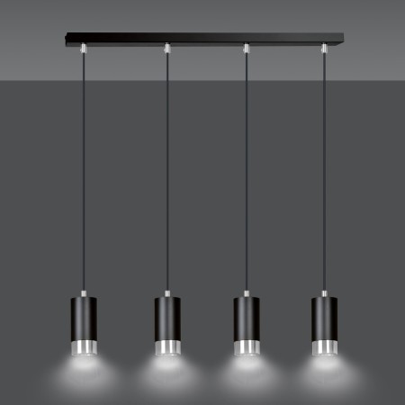 czarna lampa wisząca Emibig FUMIKO 4 BL/CHROME EM816/4