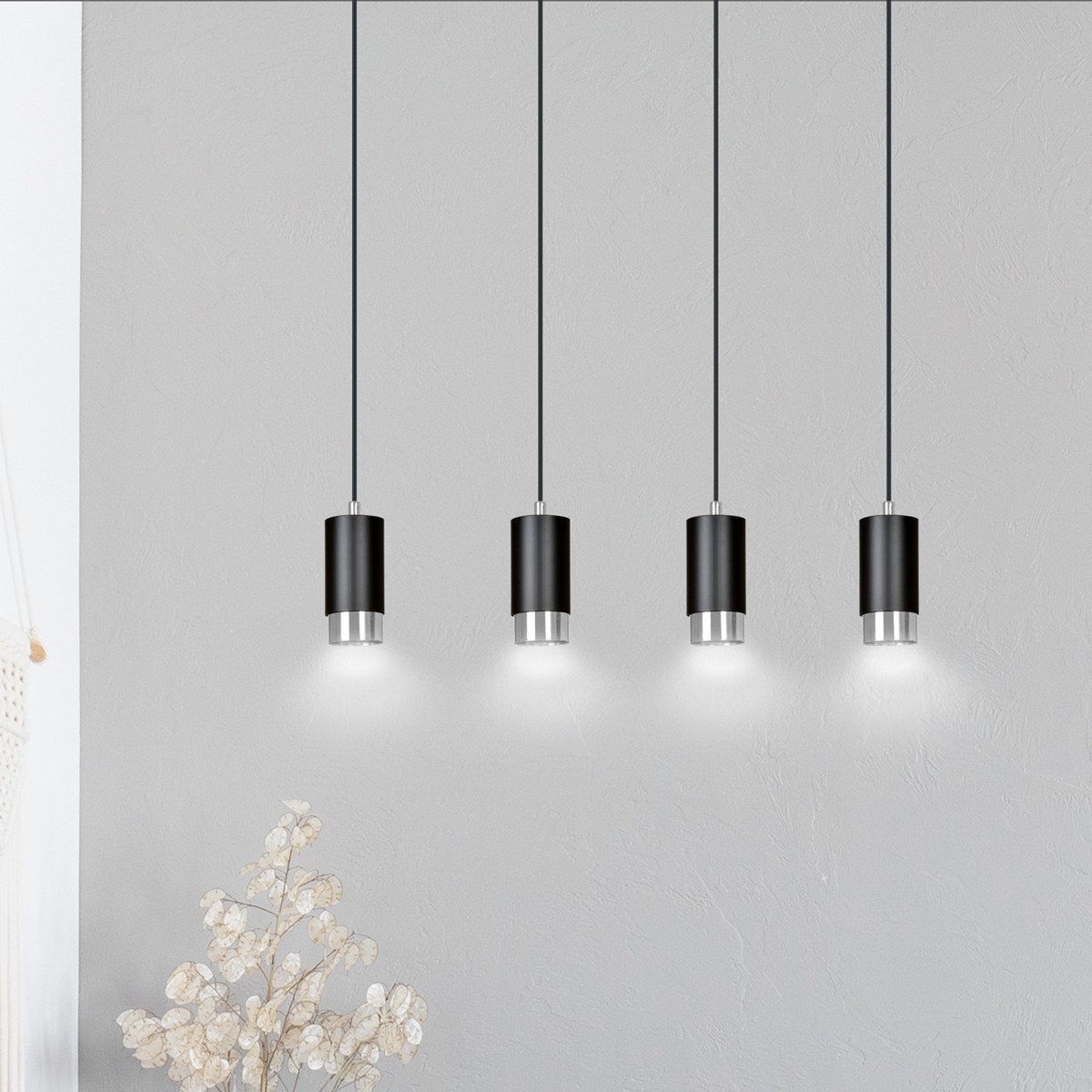 czarna lampa wisząca Emibig FUMIKO 4 BL/CHROME EM816/4