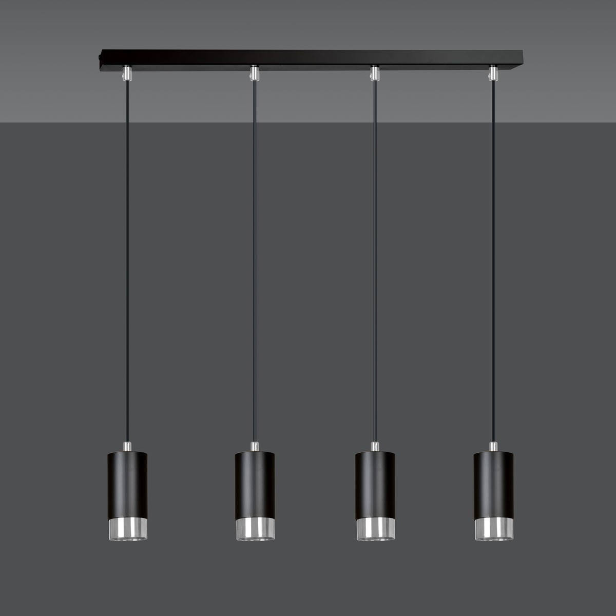 czarna lampa wisząca Emibig FUMIKO 4 BL/CHROME EM816/4