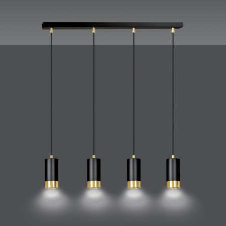 czarno- złota lampa wisząca Emibig FUMIKO 4 BL/GOLD  EM817/4
