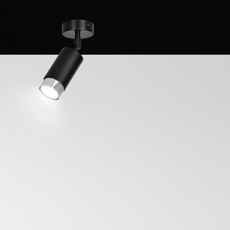 czarna lampa przysufitowa Emibig HIRO 1 BL/CHROME EM964/1